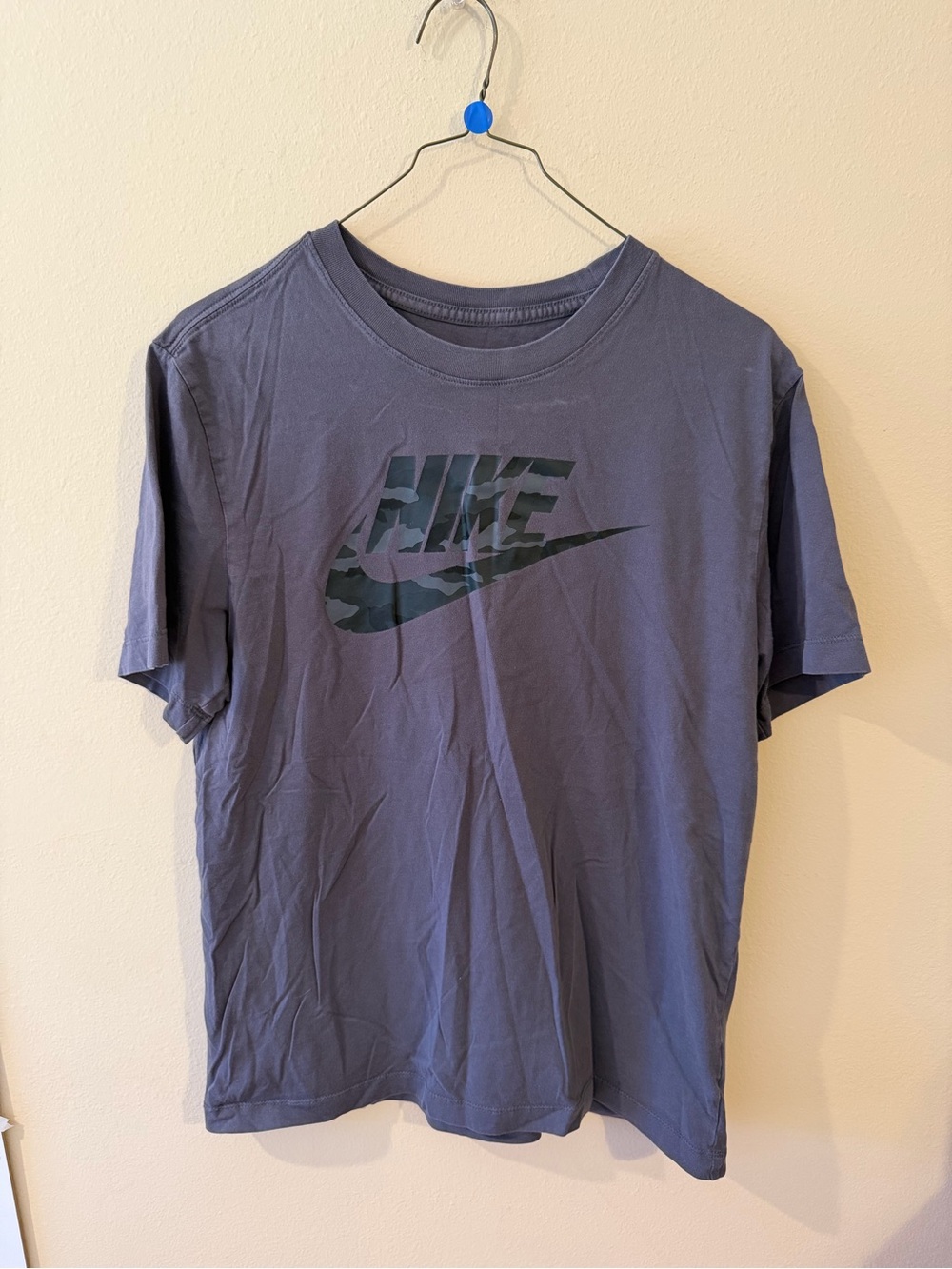Nike Short-Sleeve Crewneck T-Shirt in Slate Blue with Camo Logo